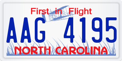 NC license plate AAG4195