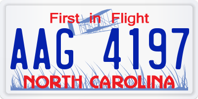 NC license plate AAG4197