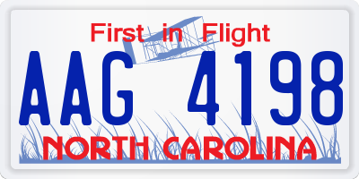 NC license plate AAG4198