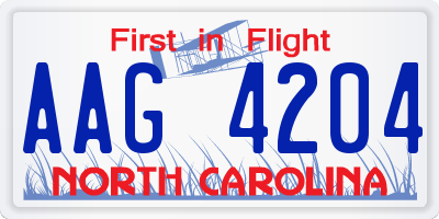 NC license plate AAG4204