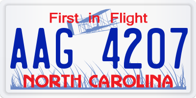NC license plate AAG4207