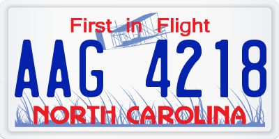 NC license plate AAG4218
