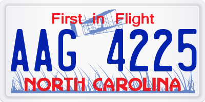 NC license plate AAG4225