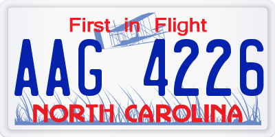 NC license plate AAG4226