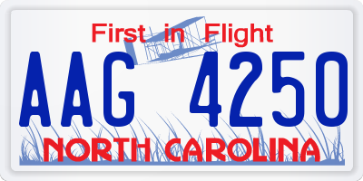 NC license plate AAG4250