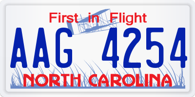 NC license plate AAG4254