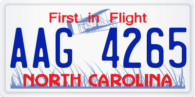NC license plate AAG4265