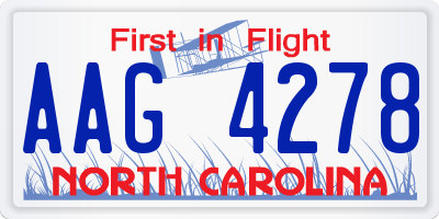 NC license plate AAG4278