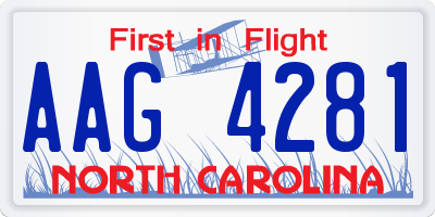 NC license plate AAG4281