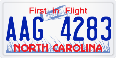 NC license plate AAG4283