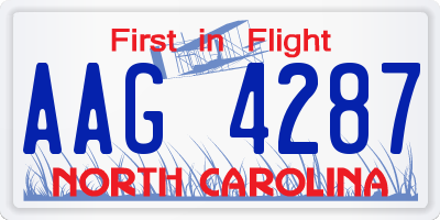 NC license plate AAG4287