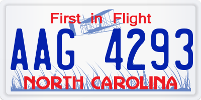 NC license plate AAG4293