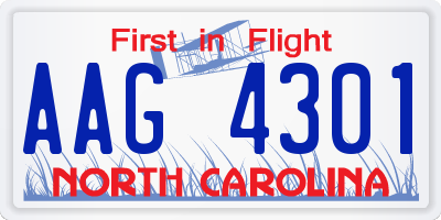 NC license plate AAG4301