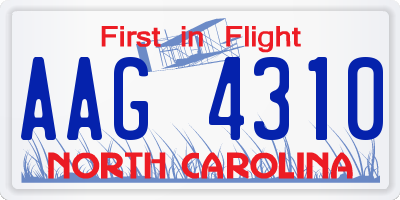 NC license plate AAG4310
