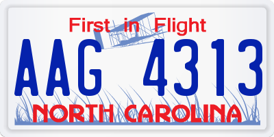 NC license plate AAG4313
