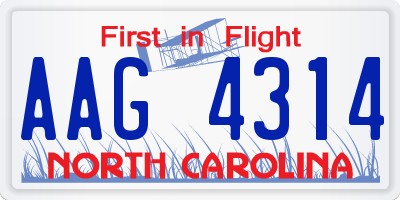 NC license plate AAG4314