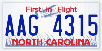 NC license plate AAG4315