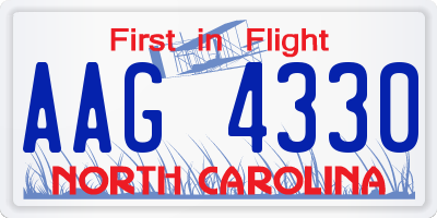NC license plate AAG4330