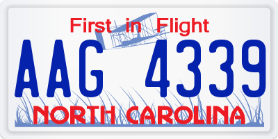 NC license plate AAG4339