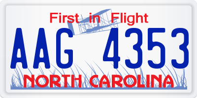 NC license plate AAG4353