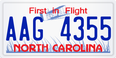 NC license plate AAG4355
