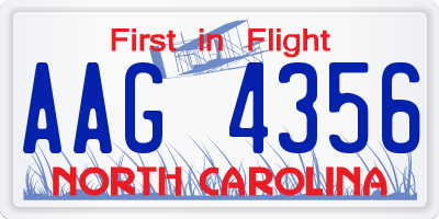 NC license plate AAG4356