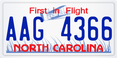 NC license plate AAG4366