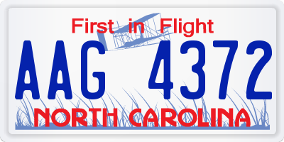 NC license plate AAG4372