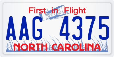 NC license plate AAG4375