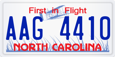 NC license plate AAG4410
