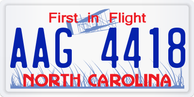 NC license plate AAG4418