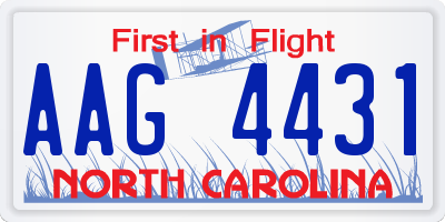 NC license plate AAG4431