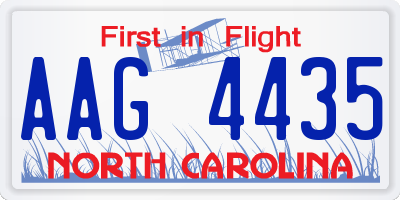 NC license plate AAG4435