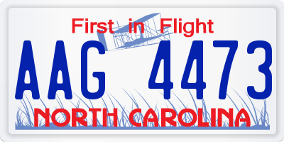 NC license plate AAG4473