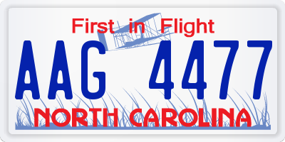 NC license plate AAG4477