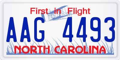 NC license plate AAG4493