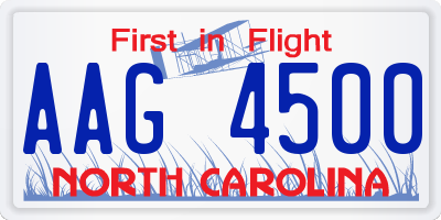 NC license plate AAG4500