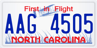 NC license plate AAG4505