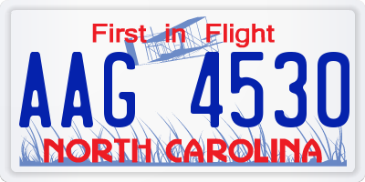 NC license plate AAG4530