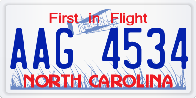 NC license plate AAG4534