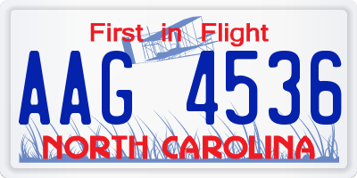 NC license plate AAG4536