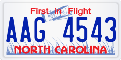 NC license plate AAG4543