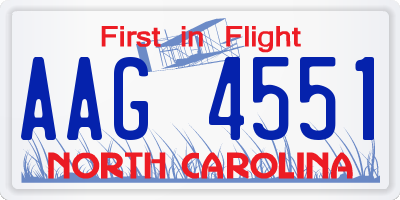 NC license plate AAG4551