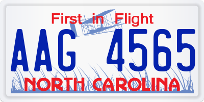 NC license plate AAG4565