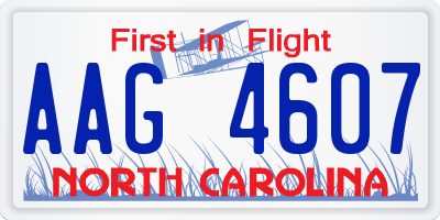 NC license plate AAG4607