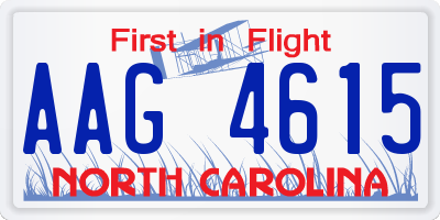 NC license plate AAG4615