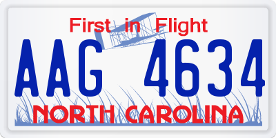 NC license plate AAG4634