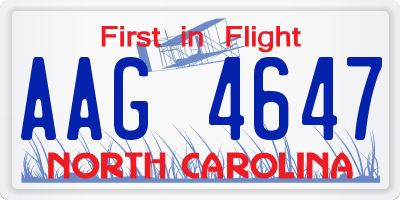 NC license plate AAG4647