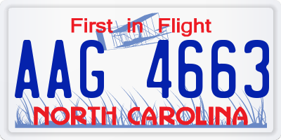 NC license plate AAG4663