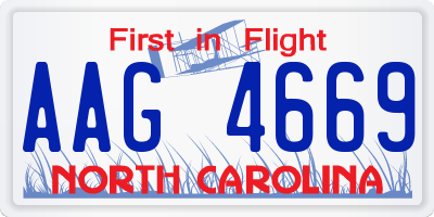 NC license plate AAG4669